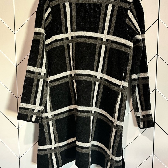 Nine West Black & White Plaid Car Coat, Size S – Classic Wool Blend - Picture 2 of 3
